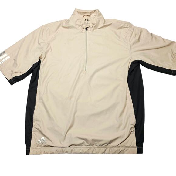 Adidas Golf Men's Climaproof Biege Short Sleeve Windbreaker Jacket Top Small - Picture 1 of 8